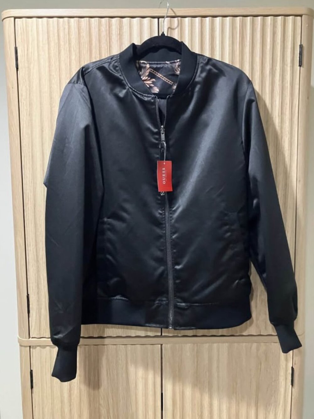 NWT Men’s Guess Black Satin Field Jacket (M)